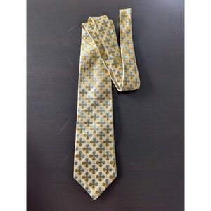 Ike Behar Yellow Summer‎ Floral Jacquard Tie Silk USA Made 60"